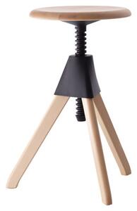 Jerry Stool - H 50/66 cm by Magis Black/Natural wood