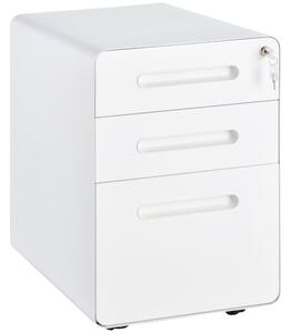 Vinsetto Fully Assembled 3-Drawer Mobile File Cabinet Lockable All-Metal Rolling Vertical File Cabinet White