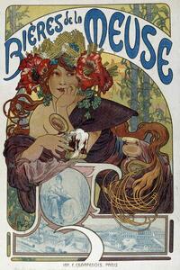 Mucha, Alphonse Marie - Fine Art Print Advertising poster for “” Les bieres de la Meuse”” illustrated by Alphonse Mucha 1898 Paris, Decorative Arts, (26.7 x 40 cm)