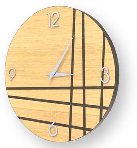 LINES TWO INLAYED WOOD CLOCK - Warm / 50 CM