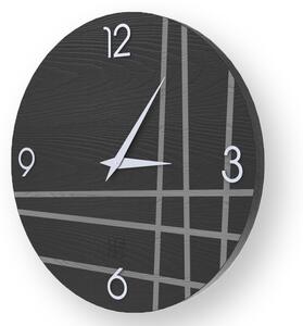 LINES TWO INLAYED WOOD CLOCK - Cold / 50 CM