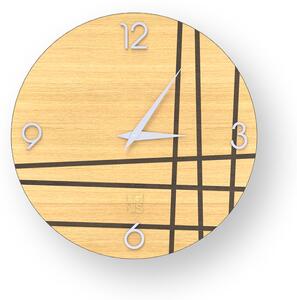 LINES TWO INLAYED WOOD CLOCK - Warm / 40 CM