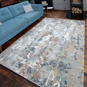 Soft Modern Blue Grey Painted Canvas Effect Rugs | Riviera