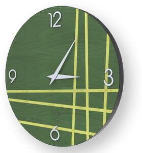 LINES TWO INLAYED WOOD CLOCK - Colours / 50 CM