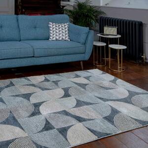 Soft Modern Blue Geometric Abstract Living Room Rugs | Riviera