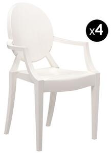 Louis Ghost Stackable armchair - opaque / Set of 4 by Kartell White