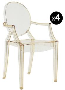 Louis Ghost Stackable armchair - Polycarbonate - Set of 4 by Kartell Yellow