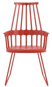 Comback Armchair - Polycarbonate & metal sledge leg by Kartell Red