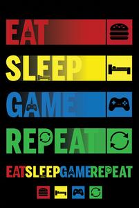 Poster Eat Sleep Game Repeat, (61 x 91.5 cm)