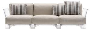 Pop outdoor Straight sofa - 3 seaters / L 255 cm by Kartell Beige/Transparent