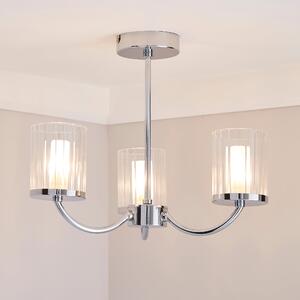 Mavia 3 Light Glass Bathroom Ceiling Fitting Silver