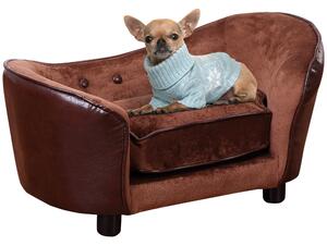 PawHut Pet Sofa Chair with Legs, Extra Small Dog & Cat Couch, Soft Cushioned, Brown, 68.5 x 40.5 x 40.5 cm