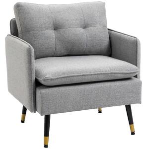 HOMCOM Modern Accent Chair, Upholstered Button Tufted Occasional Chair for Living Room and Bedroom, Grey