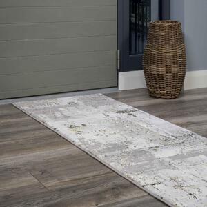 Modern Gold Abstract Distressed Hall Runner Rugs | Hatton