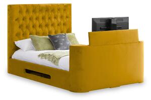 Tilly Upholstered Velvet Fabric TV Bed Frame | Double King & Superking