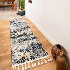 Blue Artwork Distressed Colourful Hall Runner Rugs | Souk