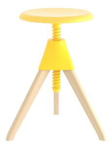 Jerry Stool - / H 50 to 66 cm - Wood & plastic by Magis Yellow/Natural wood