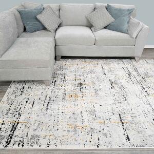 Modern Abstract Distressed Rugs in Gold Grey | Hatton