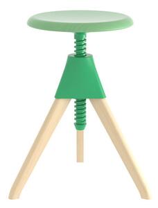 Jerry Stool - / H 50 to 66 cm - Wood & plastic by Magis Green/Natural wood