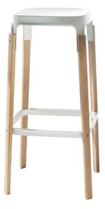 Steelwood Bar stool - Wood & metal - H 78 cm by Magis White/Natural wood