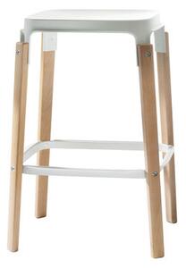 Steelwood Bar stool - Wood & metal - H 68 cm by Magis White/Natural wood