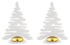 Barkplace Tree Name tag - / Set of 2 steel Christmas trees - H 8 cm by Alessi White