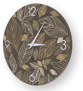 NATURE LEAVES INLAYED WOOD CLOCK - 50 CM / Warm