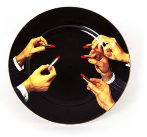 Toiletpaper - Lipsticks black Plate - / Porcelain - Ø 27 cm by Seletti Multicoloured