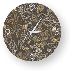 NATURE LEAVES INLAYED WOOD CLOCK - 40 CM / Warm