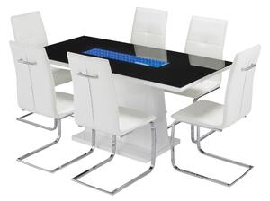 Matrix Blue LED Light White Dining Table