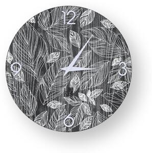 NATURE LEAVES INLAYED WOOD CLOCK - 40 CM / Cold