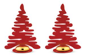 Barkplace Tree Name tag - / Set of 2 steel Christmas trees - H 8 cm by Alessi Red