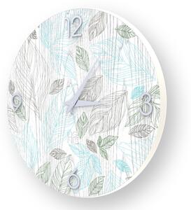 NATURE LEAVES INLAYED WOOD CLOCK - 50 CM / Colours