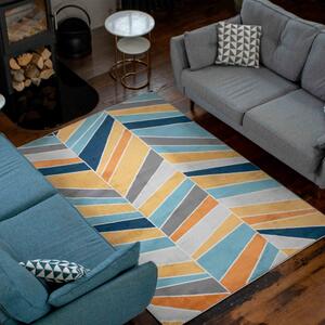 Colourful Vibrant Blue Yellow Abstract Living Room Rugs | Oscar