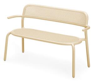 Toní Bankski Bench with backrest - / L 127 cm - Perforated aluminium by Fatboy Beige