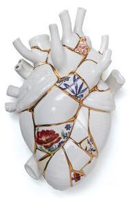 Love in Bloom Kintsugi Vase - / Human heart in porcelain and 24K gold - H 25 cm by Seletti White