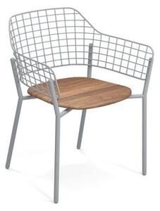 Lyze Stackable armchair - / Teak seat by Emu Grey/Natural wood
