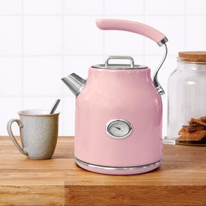 Retro 1.7L 3KW Pink Jug Kettle Pink and Silver
