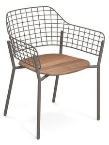 Lyze Stackable armchair - / Teak seat by Emu Beige/Natural wood