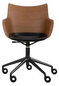 Q/Wood Office armchair - / Moulded wood & plastic - Adjustable height by Kartell Natural wood