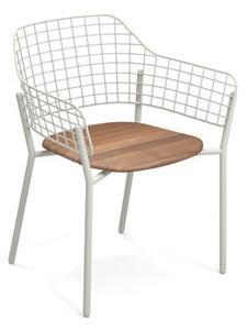 Lyze Stackable armchair - / Teak seat by Emu White/Natural wood