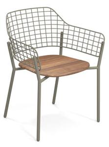 Lyze Stackable armchair - / Teak seat by Emu Grey/Natural wood