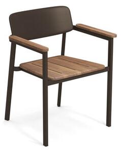 Shine Stackable armchair - / Teak seat & armrests by Emu Natural wood/Metal
