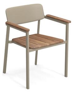 Shine Stackable armchair - / Teak seat & armrests by Emu Beige/Natural wood