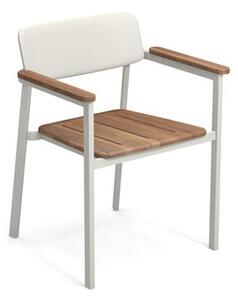 Shine Stackable armchair - / Teak seat & armrests by Emu White