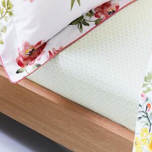 Joules Kelmarsh Floral 100% Cotton Fitted Sheet Pink, Green and Yellow