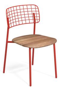 Lyze Stacking chair - / Teak seat by Emu Red/Natural wood