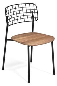 Lyze Stacking chair - / Teak seat by Emu Black/Natural wood
