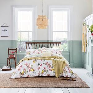 Joules Kelmarsh Floral 100% Cotton Reversible Duvet Cover and Pillowcase Set Pink, Green and Yellow