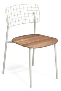 Lyze Stacking chair - / Teak seat by Emu White/Natural wood
